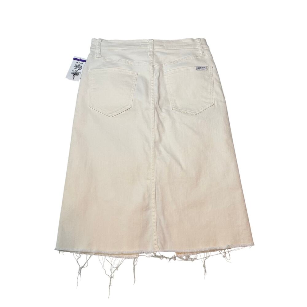Joe’s Jeans Joplin White Denim Midi Skirt High Rise Raw Hem - Picture 4 of 7